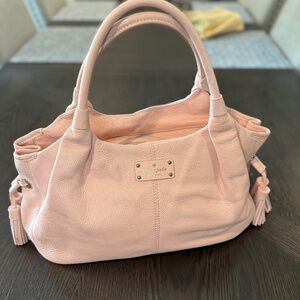 Kate Spade Stevie Berkshire Road blush sparkle pink Leather hobo shoulder bag